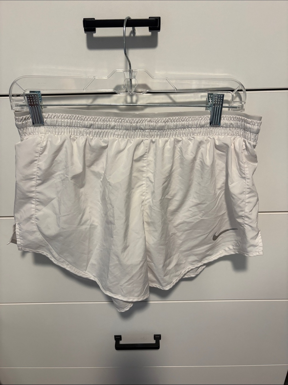 Nike White Women's Athletic Running Shorts with Swoosh